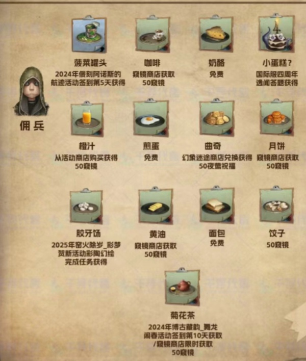 第五人格佣兵喜欢吃什么 第五人格佣兵喜欢的菜品有哪些